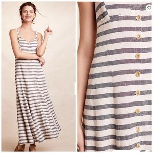 Anthro Striped Buttonfront Maxi Dress
